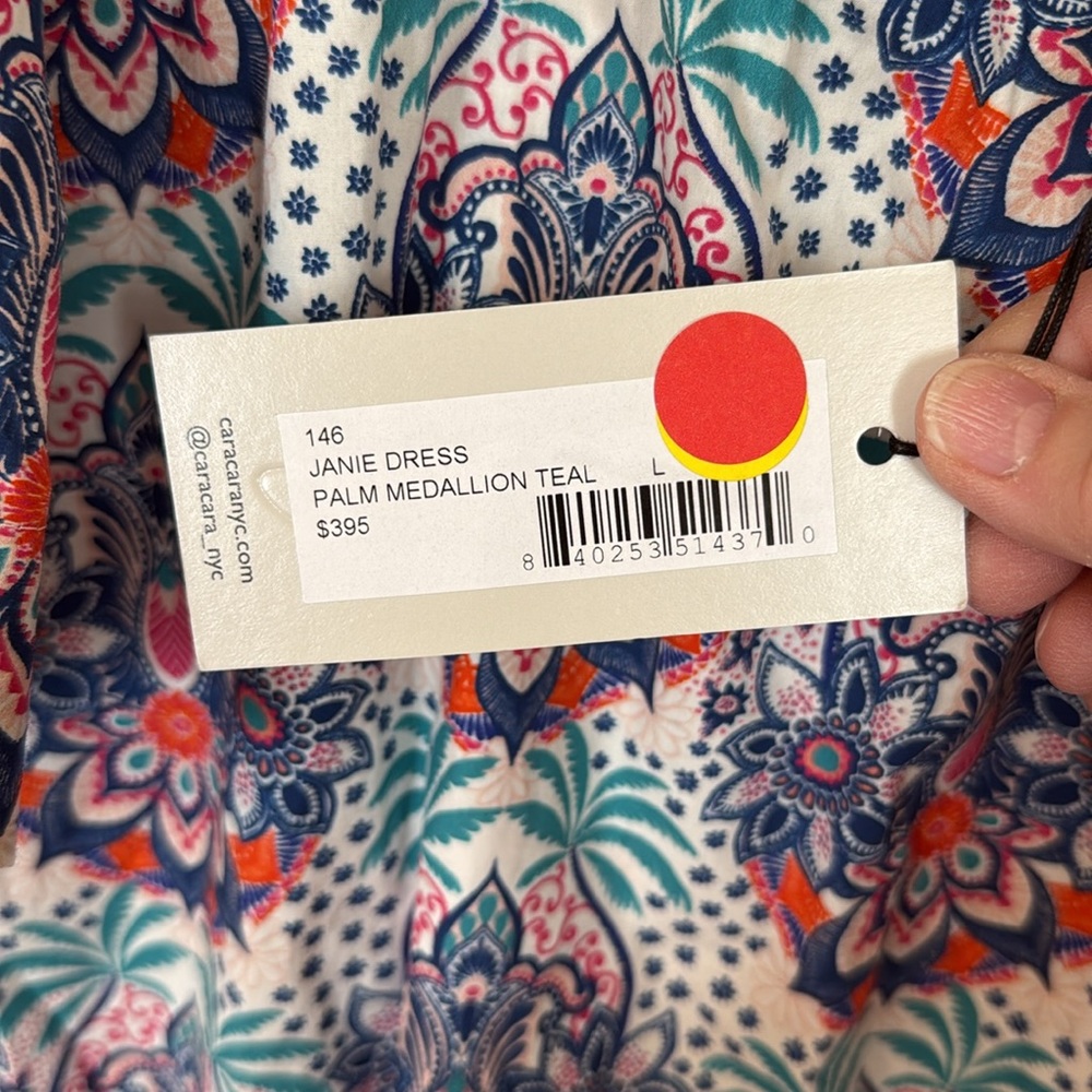 Cara Cara NYC Janie dress Palm Madallion Teal - Picture 4 of 4